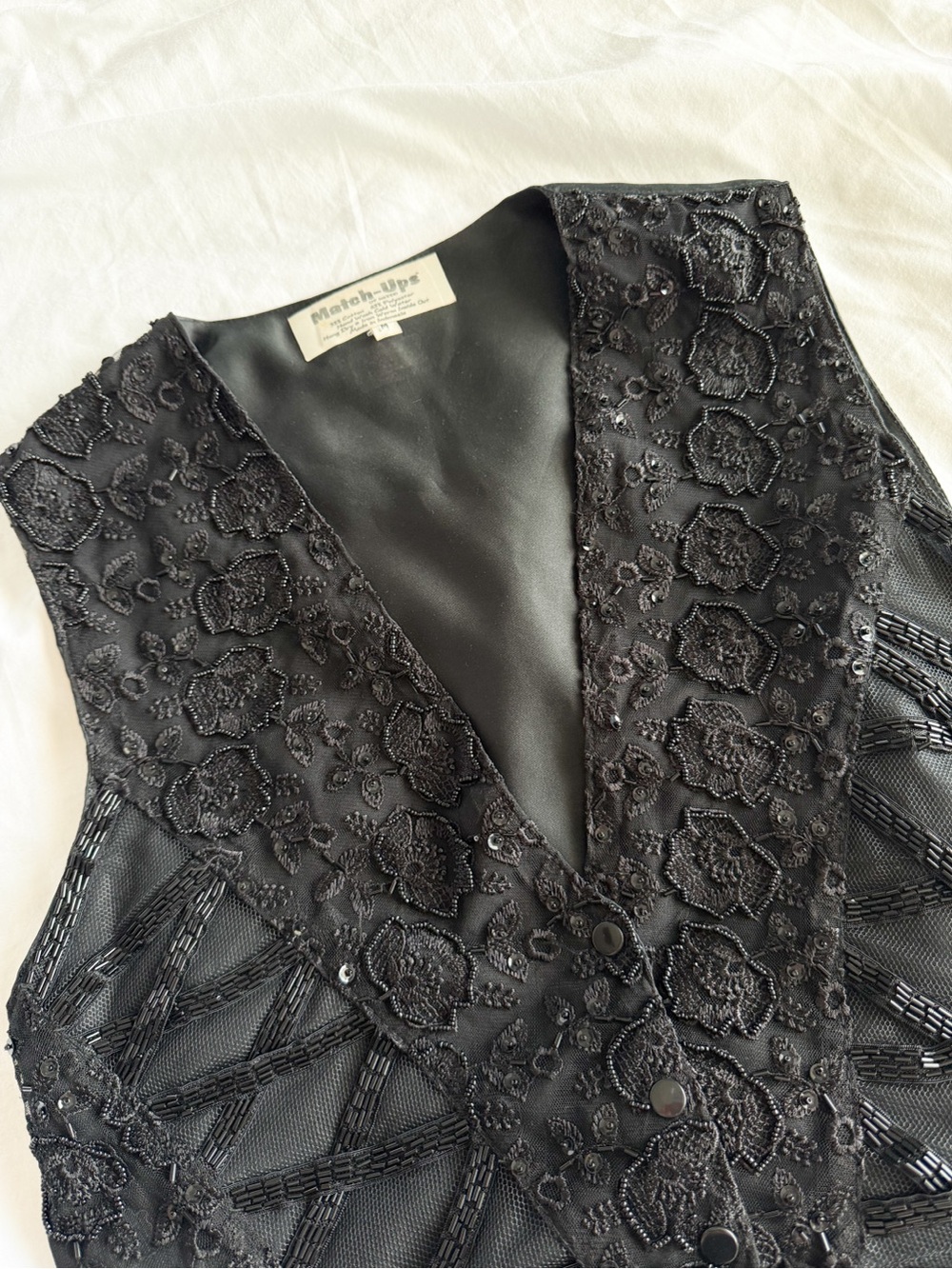 Vintage Match Ups Black Beaded Vest - 90s